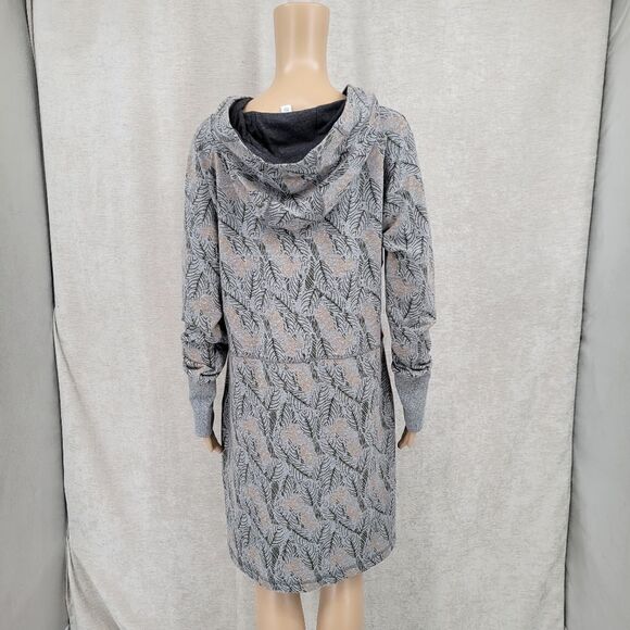 Lole Gray Hoodie Sweatshirt Sweater Dress with Pockets Leaf Pattern Women's XL - Picture 6 of 13